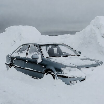 Car Buried in Deep Snow