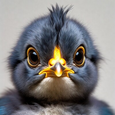 Closeup of crested tit baby bird
