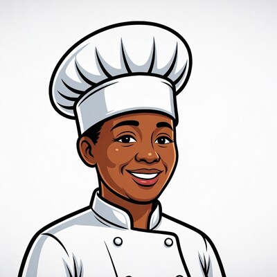 Smiling African-American woman chef illustration