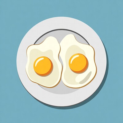 Two Fried Eggs on Plate