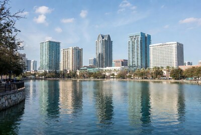 Downtown Skyline Reflecting in Lake