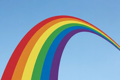 Colorful Rainbow on Blue Sky