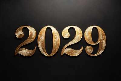 Golden 2029 Text on Black