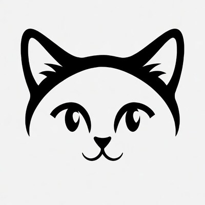 Cute black cat face illustration