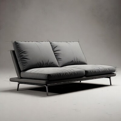 Modern Gray Two-Seat Sofa