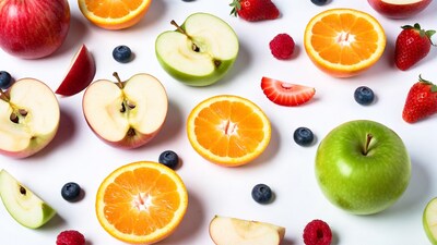 Fresh Mixed Fruits on White Background