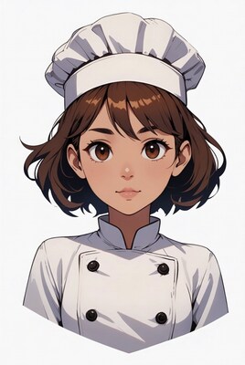 Anime girl in chef uniform