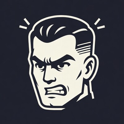 Angry man illustration with gritted teeth