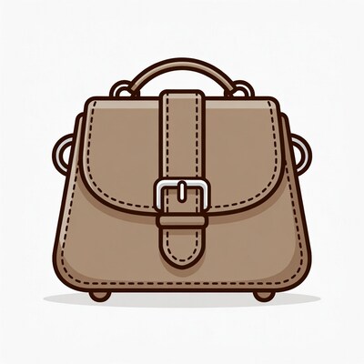 Brown leather crossbody handbag illustration