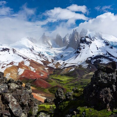 Fitz Roy Mountains with Colorful Valleys