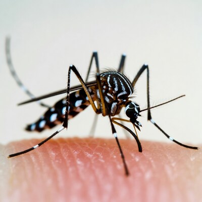 Asian Tiger Mosquito on Skin