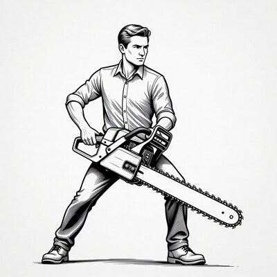 Man holding chainsaw illustration