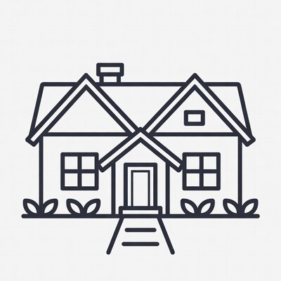 Line drawing house with chimney