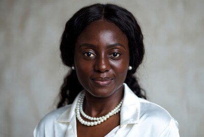 African woman with pearl necklace