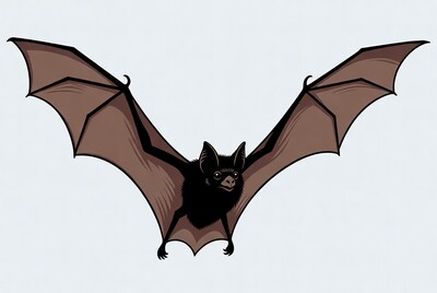 Cartoon Bat with Spread Wings