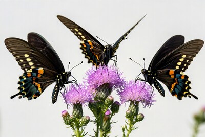 Black Swallowtails on Purple Thistle