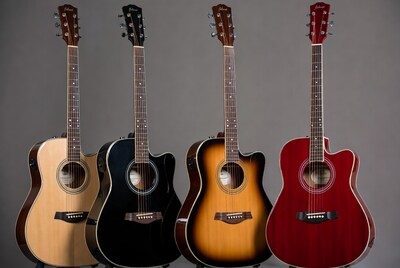 Four Colorful Acoustic Electric Guitars
