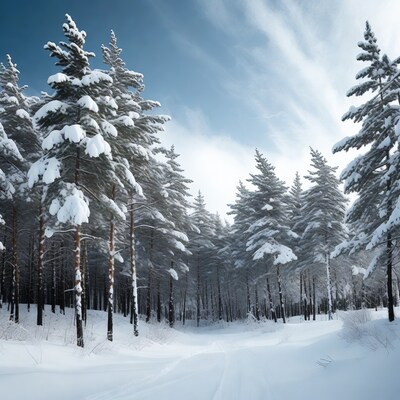 Snowy Pine Forest Path