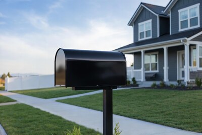 Black Mailbox by Gray House
