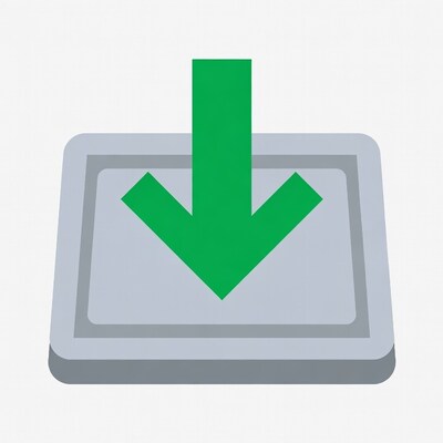 Green Download Arrow on Tablet