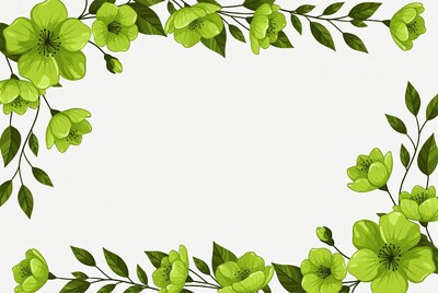 Green Flowers Border Illustration