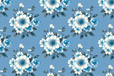 Blue Daisy Flower Pattern Illustration
