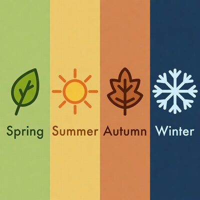 Four Seasons Icons Spring Summer Autumn Winter