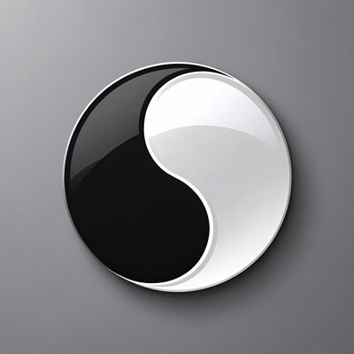 Yin Yang Symbol on Gray Background