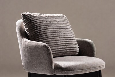 Gray Corduroy Pillow on Armchair