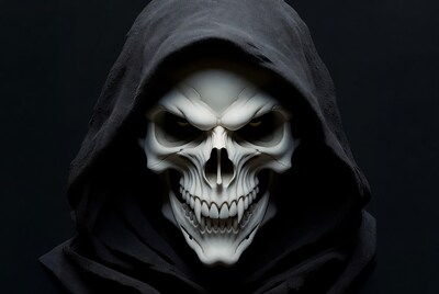 Hooded Skull with Glowing Eyes