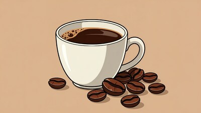 Coffee Cup with Beans Illustration