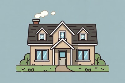 Cartoon House with Chimney Smoke