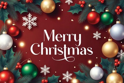 Merry Christmas Illustration with Ornaments