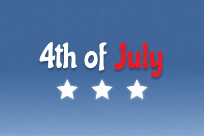 4th of July Text with Stars