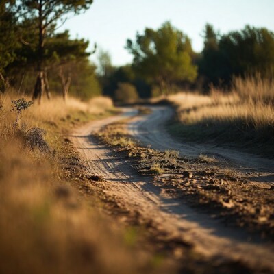 Dirt Road Through Golden Forest