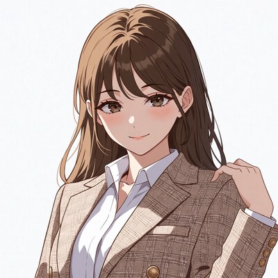 Anime girl in blazer suit