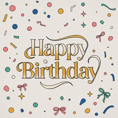 Happy Birthday illustration with confetti