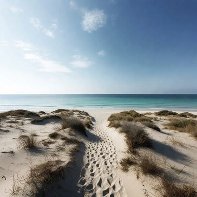 Beach path through dunes to ocean
