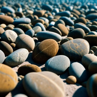 Colorful Pebbles on Beach