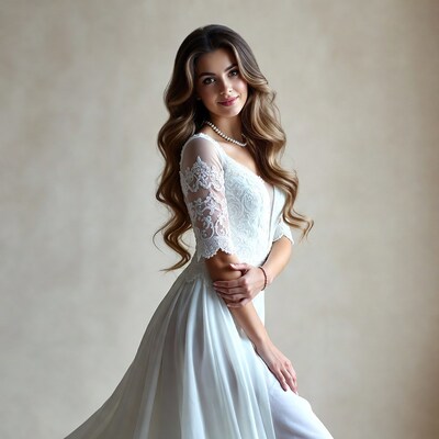 Woman in lace wedding dress