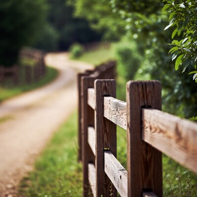 Wooden fence along winding dirt path