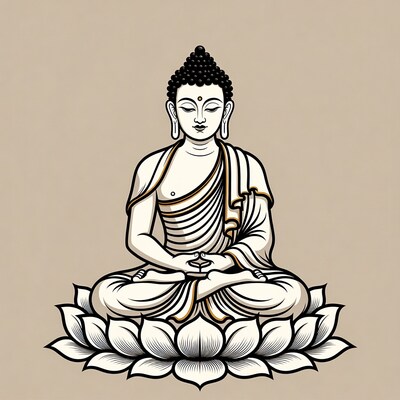 Buddha meditating on lotus flower