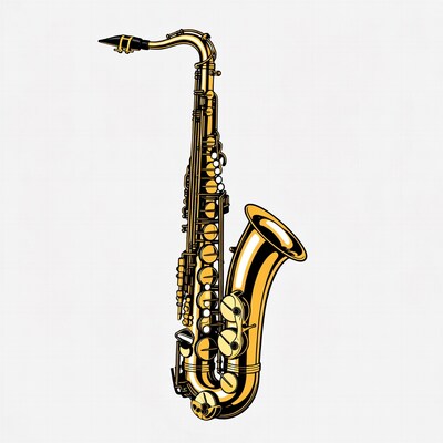 Golden Saxophone Illustration