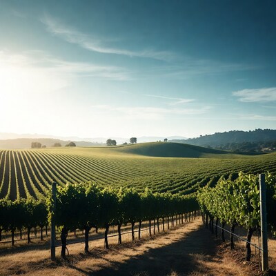 Vineyard Rows at Golden Hour