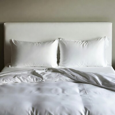 White Bed with Pillows and Sheets