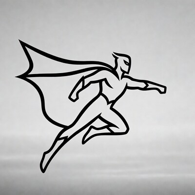 Flying superhero silhouette illustration