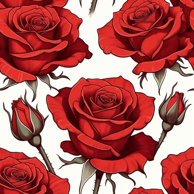 Red Roses Seamless Pattern Illustration
