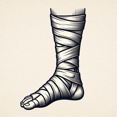 Bandaged foot illustration