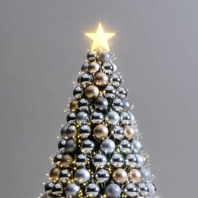 Silver Gold Christmas Tree with Star Topper