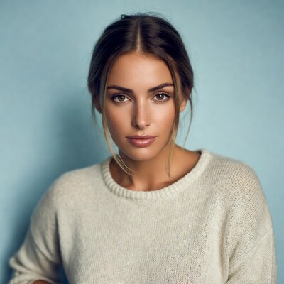 Beautiful woman in white sweater